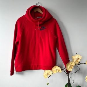 Nike Cowl Neck Hoodie Sweatshirt Red Black Small